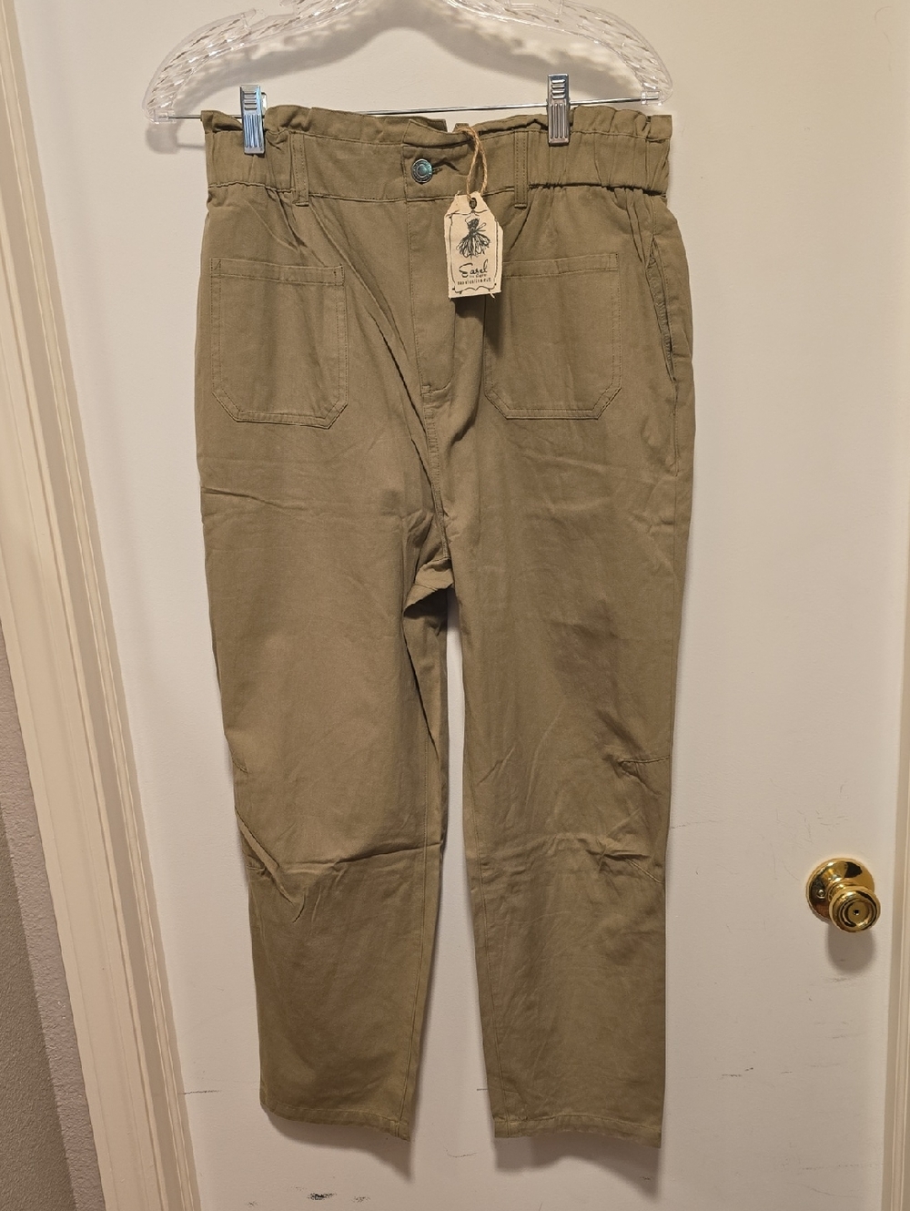 4 Easel Womens Casual Elastic-Waist Pants - Olive